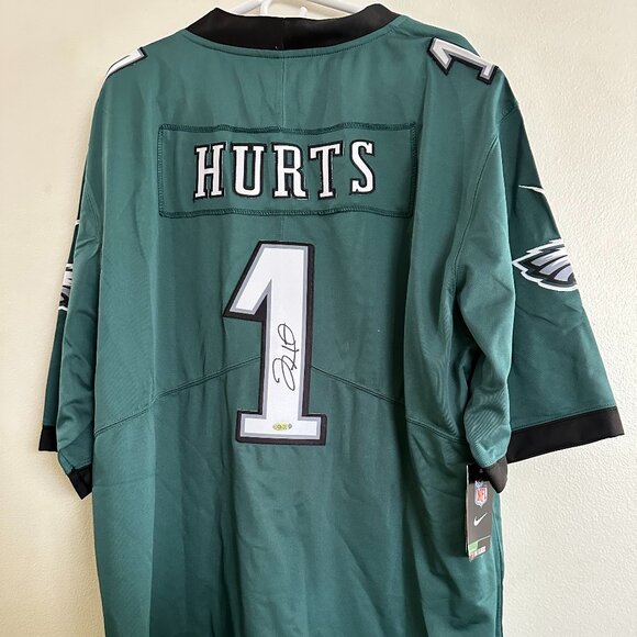 JALEN HURTS SIGNED PHILADELPHIA EAGLES QB AUTOGRAPHED NIKE JERSEY W/COA XXL 730B - Picture 1 of 10